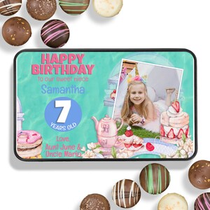 Decadent Assorted Chocolate Truffle Collection in a Personalized Girl Birthday Gift Tin, 12 pc., Chocolate Gift, Edible Gift, Baked Goods
