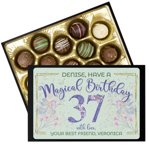 Decadent Assorted Chocolate Truffle Collection in a Personalized Magical Birthday Gift Box, 12 pc., Chocolate Gift, Edible Gift, Baked Goods