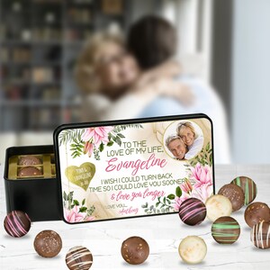 Decadent Assorted Chocolate Truffle Collection in a Personalized Love of My Life Gift Tin, 12 pc., Chocolate Gift, Edible Gift, Baked Goods