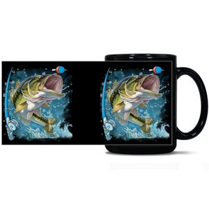 Gone Fishing 15oz Coffee Mug, Bass Fishing, Fish Mug, Fisherman Gift, Fishing Lover Mug, Dad Gift, Birthday Gift, Coffee Lover