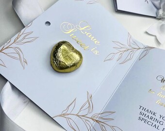 Wedding Foiled Heart Chocolate Favours Booklet With Wax Seal And Dried Flowers, Chocolate Favours, Party Favours, Favours Booklet.