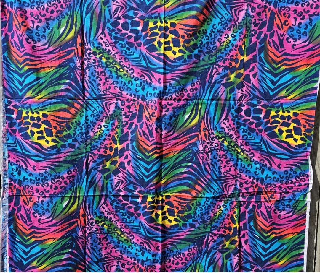 VERY Rare Vintage 90s Hoffman Fabrics California Rainbow Cheetah Print