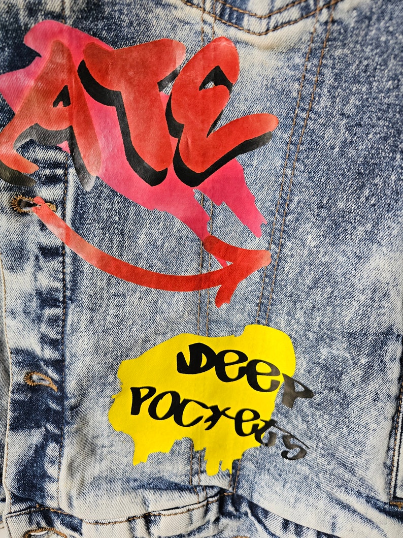 Amazing Acid Washed Graffiti Denim/jean Jacket Culture Evolve Unity - Etsy