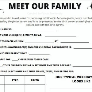 Meet Our Foster Family (Fillable PDF)