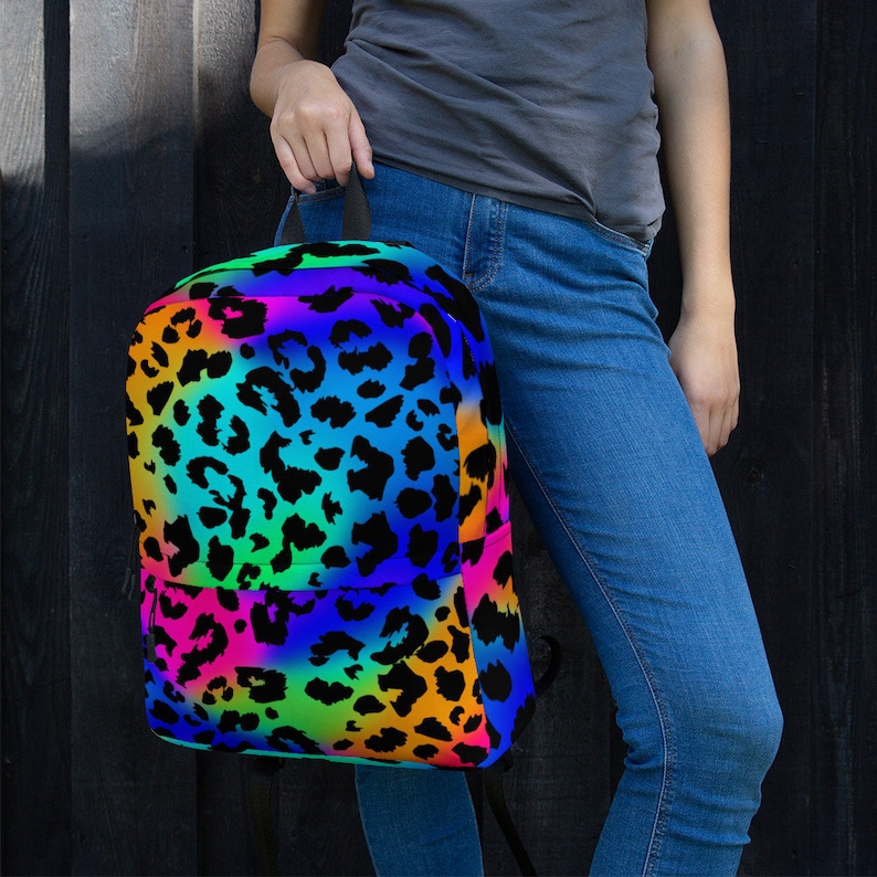 Vibrant Rainbow Cheetah Animal Print Backpack Etsy