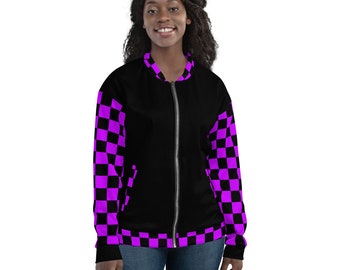Jaqueta Bomber Xadrez Roxa