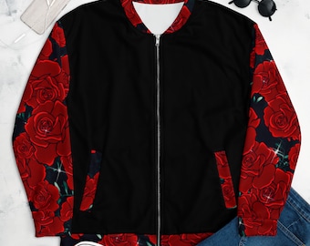 Blooming Beauty: Feminine Rose Bomber Jacket
