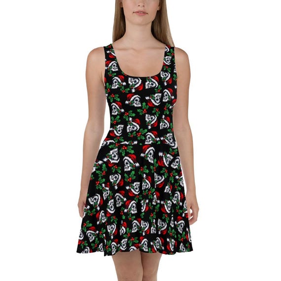 christmas skull dress Santa Skater Dress: A Festive Nightmare Red
