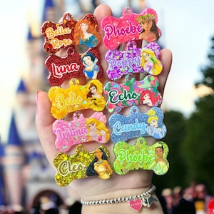 Disney Princess | Resin Dog Tag | Handmade ID Collar Charm | Personalised Pet Name | Puppy Pack Accessories | New Owner Gift | Cinderella
