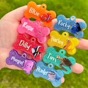 Finding Nemo | Resin Dog Tag | Handmade ID Collar Charm | Personalised Pet Name | Puppy Pack Accessories | New Owner Gift | Dory | Disney