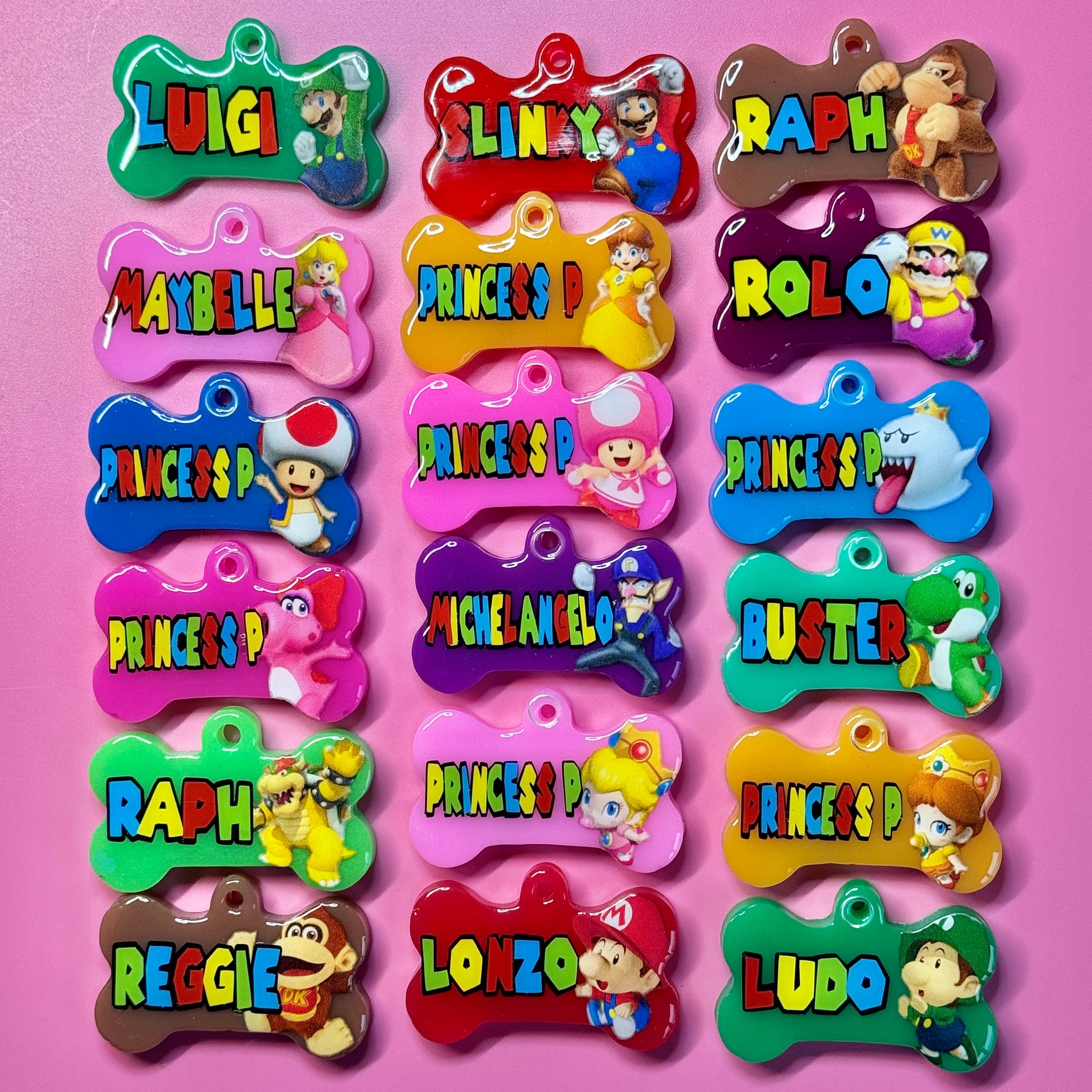Super Mario | Resin Dog Tag | Handmade ID Collar Charm | Personalised Pet Name | Puppy Pack Accessories | New Owner Gift | Princess Peach