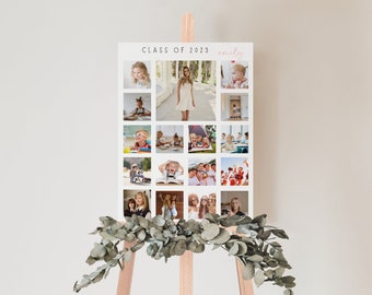 Graduation Photo Collage Template, Through the Years Sign, Class of 2023, Photo Board, Instant Download, EDITABLE