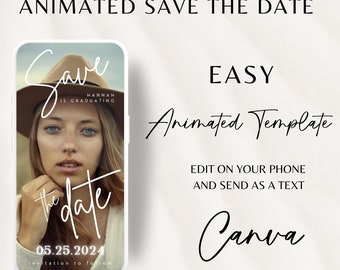 Graduation Save the Date Template, Save the Date Text message, Animated Save the Date, Graduation Party Template, High School Invitation