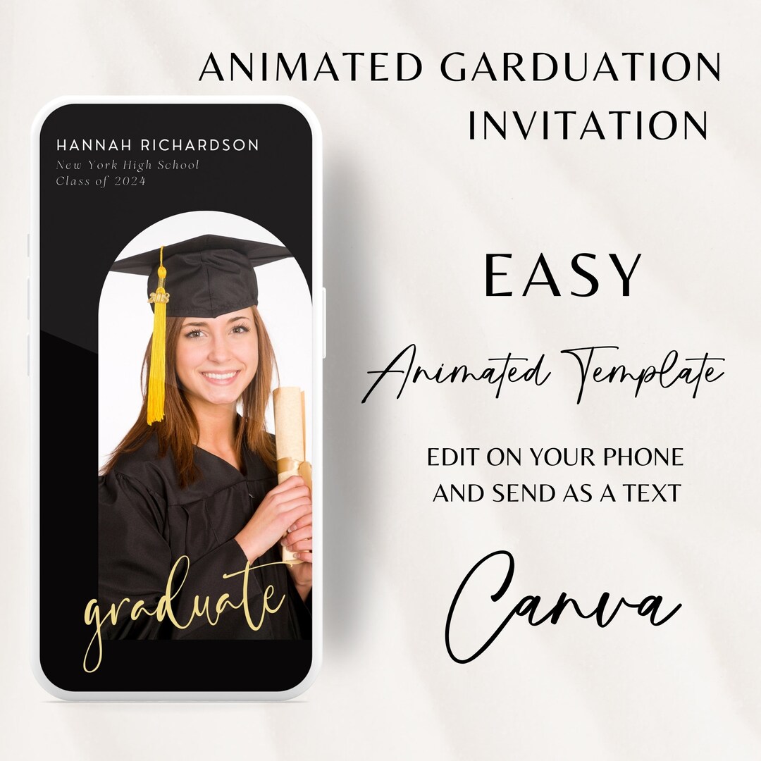Graduation Party Invitation 2024, Instant Download, Phone Invite Canva