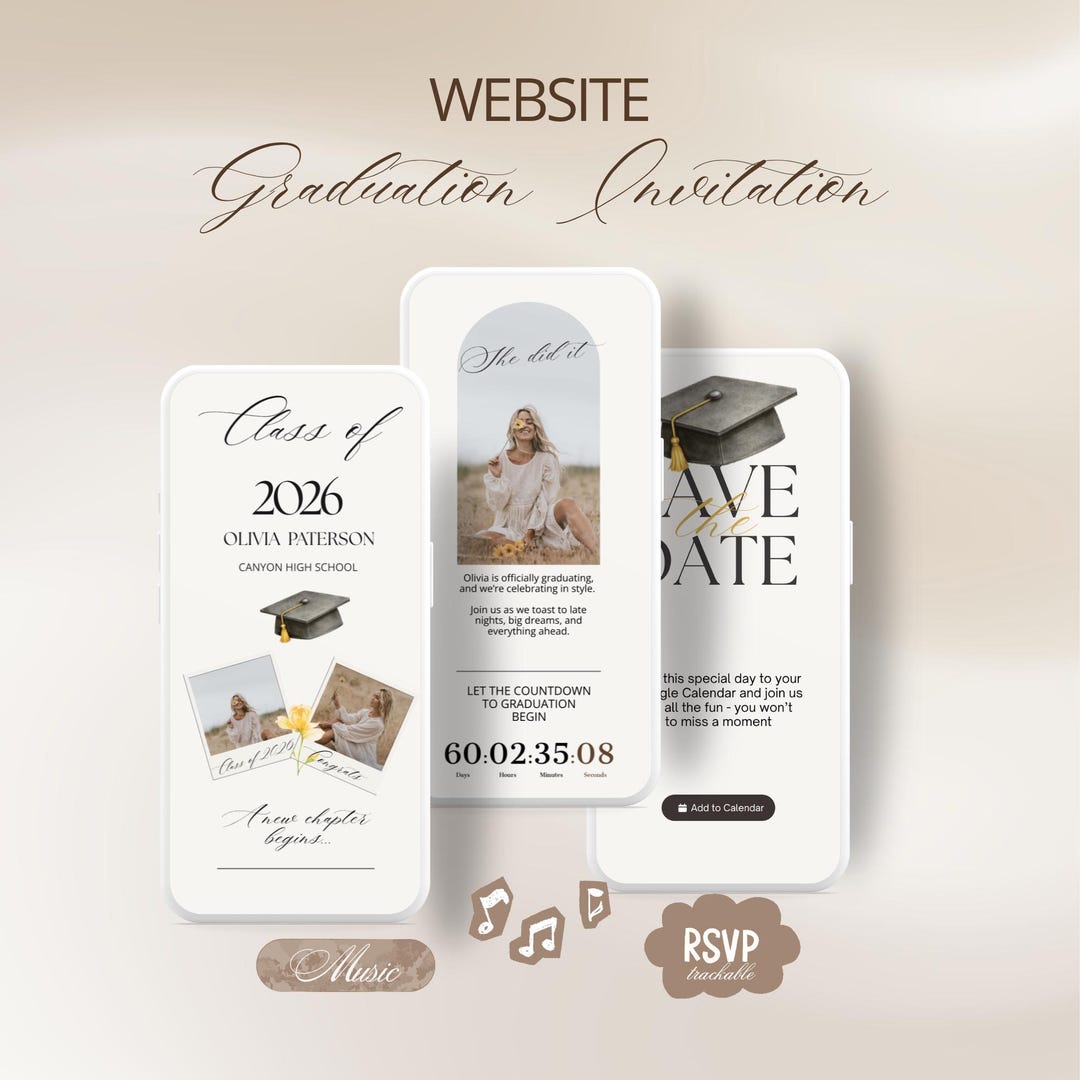 Graduation Background Countdown Timer Graduation Invitation Website Template With RSVP | Digital Graduation ...