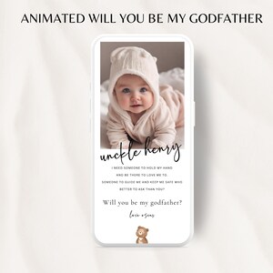 Vidéo d'invitation pour une proposition de Will You Be My Godfather Carte de proposition pour le parrain Classique Minimaliste Moderne Modèle Will You Be My Godfather