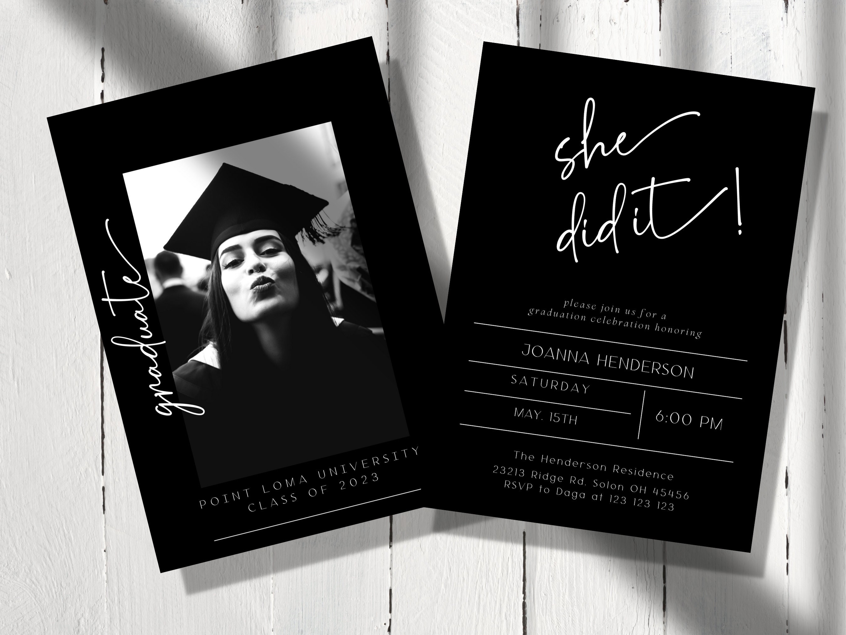 She Did It Graduation Invitation Template, Printable Graduation Party ...