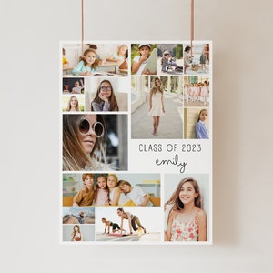 Graduation Photo Collage Template, Through the Years Sign, Class of 2024, Photo Board, Instant Download, EDITABLE