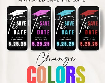 Graduation Save the Date Template for Texting, Save the Date Text message, Canva Template, Animated Save the Date, Graduation Party Template