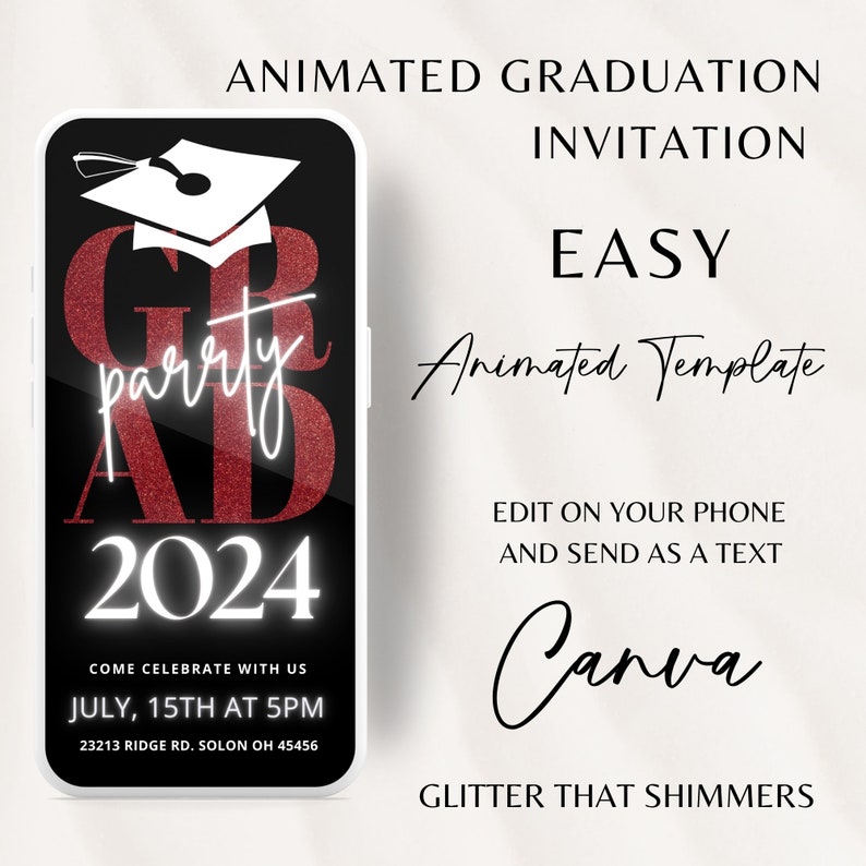 Animated Graduation Invitation Template, College Graduation Invitation ...