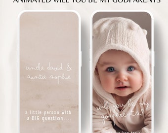 Will You Be My Godparents Proposal invitation video Godparent Proposal Card Classic Minimalist Modern Will You Be My Godmother Template
