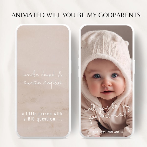 Will You Be My Godparents Proposal invitation video Godparent Proposal Card Classic Minimalist Modern Will You Be My Godmother Template