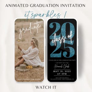 Modern Graduation Video Invitation, Simple Animated Grad Announcement, Boho Graduation Invite, Grad Party Evite, Editable Template, Editable