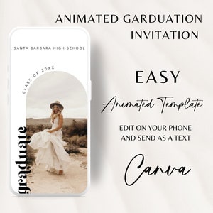 Modern Graduation Video Invitation, Simple Animated Grad Announcement, Graduation Invite, Grad Party Evite, Editable Template, Editable