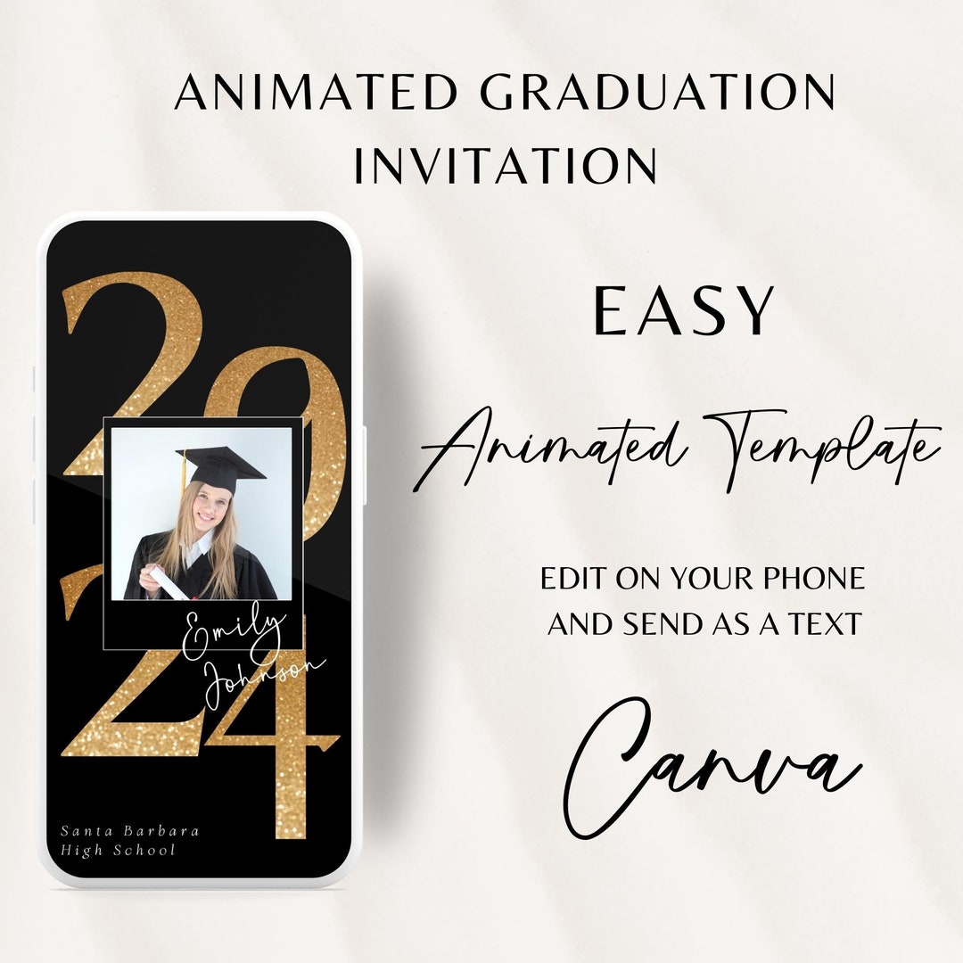 Graduation Party Invitation 2024, Instant Download, Phone Invite Canva