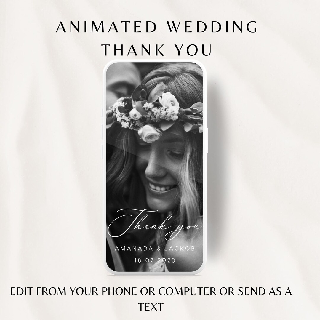 Wedding Thank You Card Template, Electronic Wedding Thank You Card