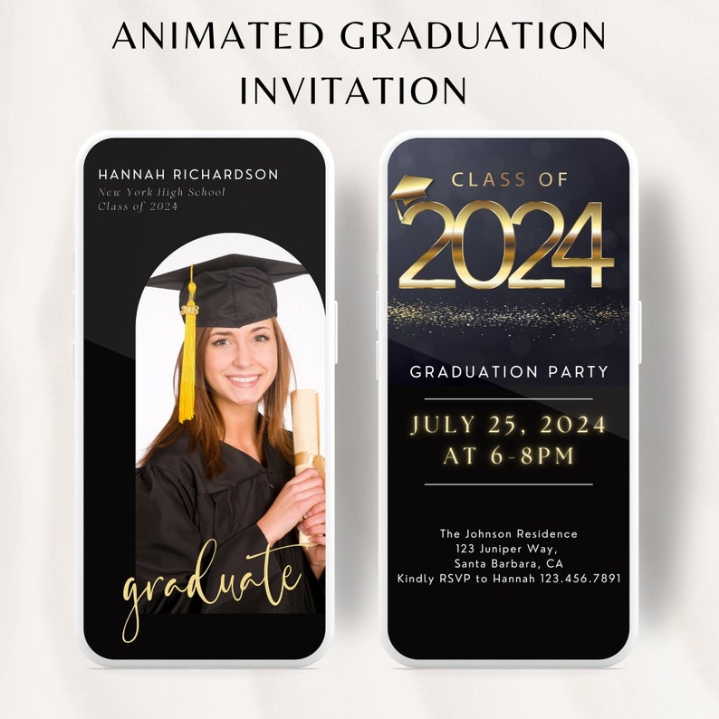 Graduation Party Invitation 2024, Instant Download, Phone Invite Canva