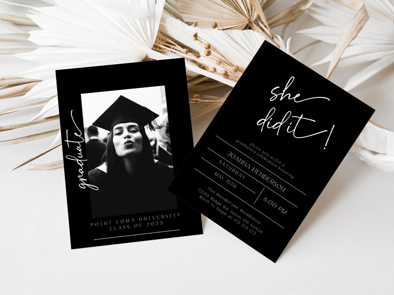 She Did It Graduation Invitation Template, Printable Graduation Party ...