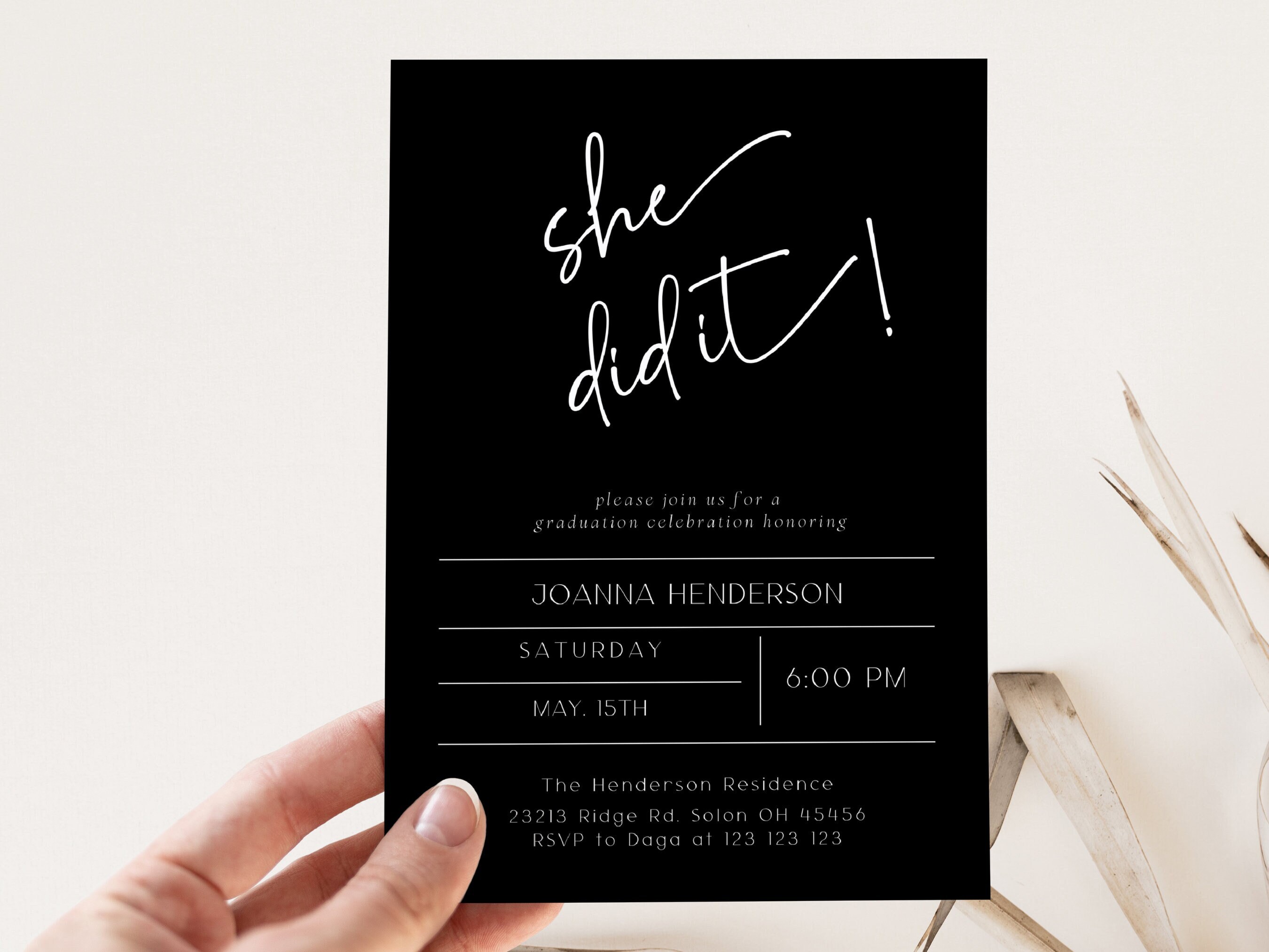She Did It Graduation Invitation Template, Printable Graduation Party ...