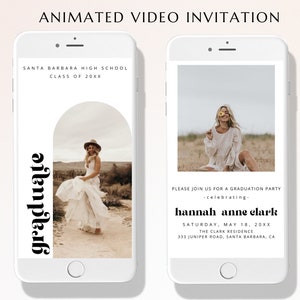 Modern Graduation Video Invitation, Simple Animated Grad Announcement, Graduation Invite, Grad Party Evite, Video Invitation