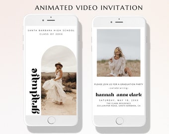 Modern Graduation Video Invitation, Simple Animated Grad Announcement, Graduation Invite, Grad Party Evite, Video Invitation