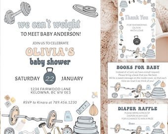 Invitation modifiable sur le thème de la salle de sport pour baby shower