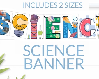 Printable Science Classroom Banner, Fun STEM Theme Decor for Kids, Elementary Science Bulletin Board Sign, Bright & Playful Science Banner