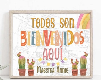 Spanish Teacher Classroom Door Sign, Bienvenidos Classroom Decor Custom Teacher Sign, Spain language teacher Door sign, Mexico, TEA01