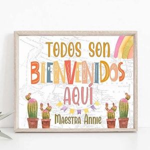 Spanish Teacher Classroom Door Sign, Bienvenidos Classroom Decor Custom Teacher Sign, Spain language teacher Door sign, Mexico, TEA01