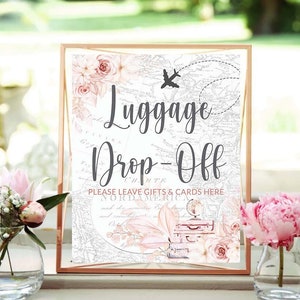 Luggage Drop Off sign Adventure awaits Bridal shower Games Travel theme bridal Shower Printable Instant Traveling Miss to Mrs, 0015