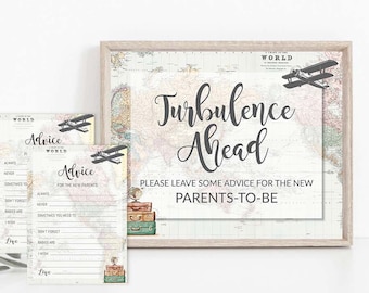 Turbulence Ahead  travel theme baby shower Adventure Baby Shower, Advice and well wishes for new parents to be late night diapers, 0011