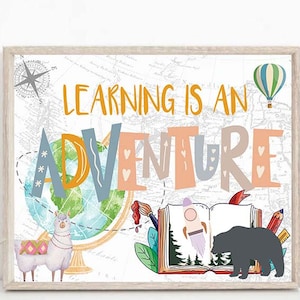 Lernen ist ein Abenteuer Abenteuer erwartet Klassenzimmer Lernen Poster Pinnwand Dekor Lehrer Dekoration Zuhause Schule Klassenzimmer Tapisserie 0010a