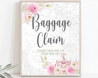 Baggage Claim Sign Travel theme Bridal Shower Adventure Baby Shower Traveling to Mrs bridal shower Adventure Awaits Favor Table 0086