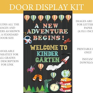 Adventure Begins Door Display Kit Cutouts Printable Travel Classroom Door Sign. Adventure themed classroom Kindergarten Welcome Display DR