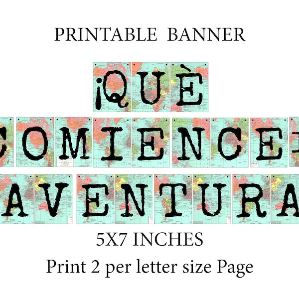 Spanish Banner Printable Classroom Banners, Aventura, Mexican, Spain classroom decor, Adventure begins, Bilingual Spanish teacher decor