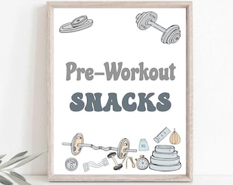 First Birthday Gym Theme Sign: Pre-Workout Snacks Station (Digital Download) 0105
