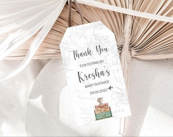Editable Favor Tags bridal shower game Adventure awaits Bridal shower gift tags Travel theme bridal Shower Traveling Miss to Mrs PLN1