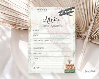 Advice and Wishes travel theme baby shower Adventure Awaits Baby shower advice Instant Printable Airplane Baby Shower Vintage map 0011