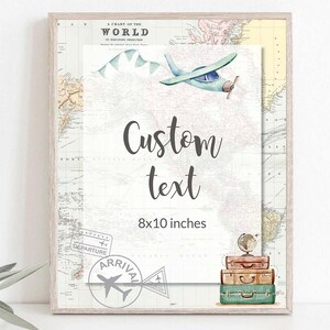 Custom Template Adventure Awaits Onederful Birthday Printable 8x10in sign Travel Themed Baby Shower Personalized Airplane party sign GR1