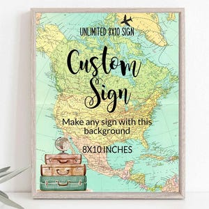 Travel theme Custom Editable sign Adventure Awaits Birthday Printable 8x10 inches party Poster Retirement Bon Voyage Wanderlust BRT1